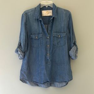 💋Bella Dahl tab sleeve chambray blouse Sz L